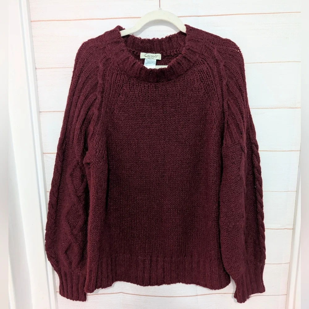 EUC Cocogio Gorgeous 😍 Merlot Alpaca 🦙 Wool Mix Knit 🧶 Pullover Sweater XL - Picture 1 of 6